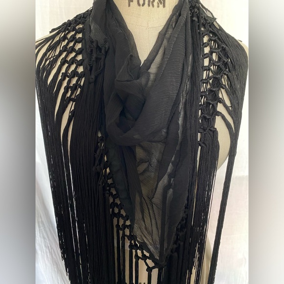 SILK fringe Scarf - Picture 1 of 6